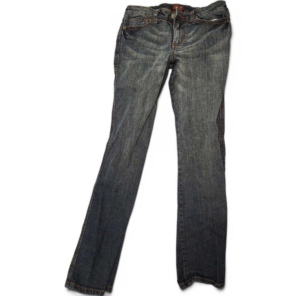 Underground Soul Girls Size 16 Dark Wash Embroidered Bootcut Jeans Whiskered Y2K